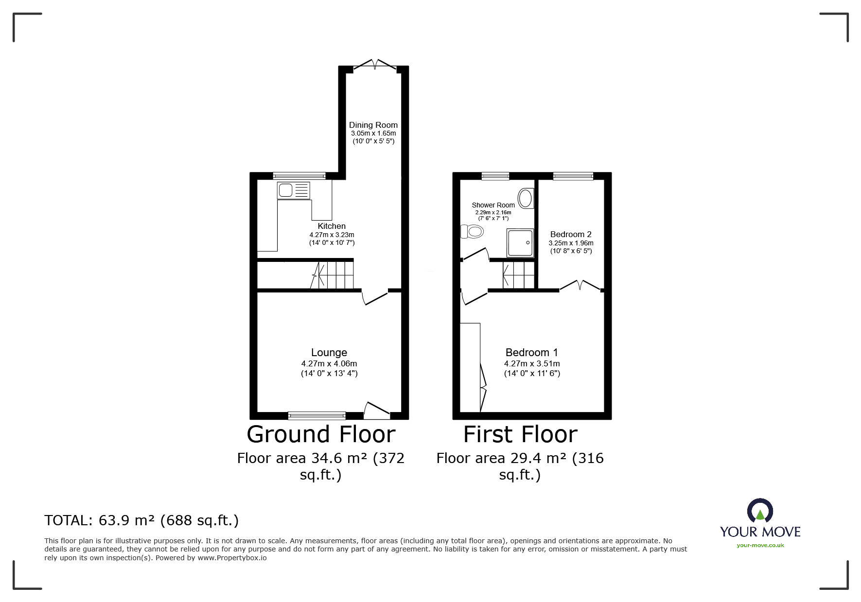 Floorplan of 2 bedroom Mid Terrace House for sale, Clifton Terrace, Hoddlesden, Lancashire, BB3
