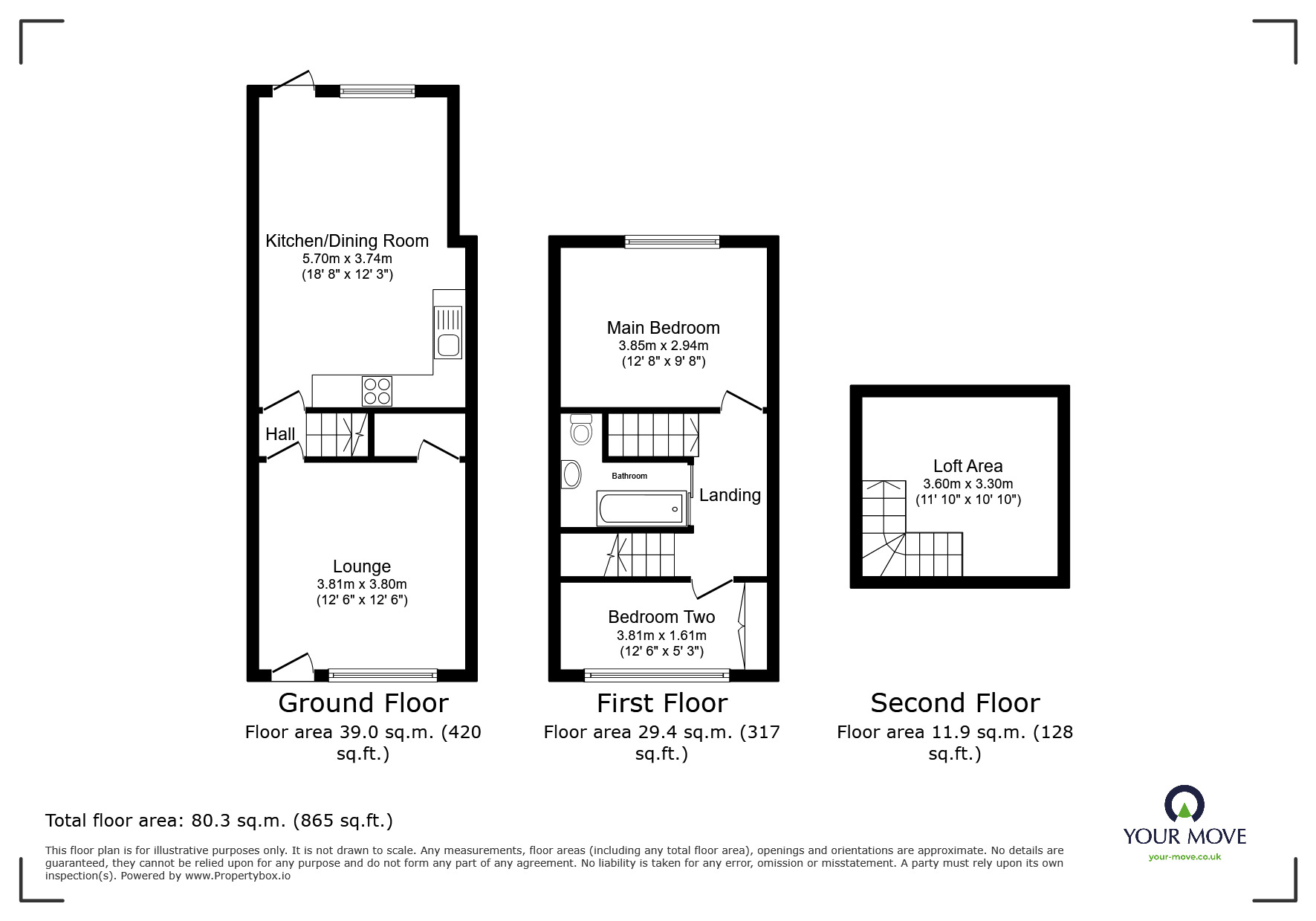 Floorplan of 2 bedroom Mid Terrace House for sale, Dandy Row, Darwen, Lancashire, BB3