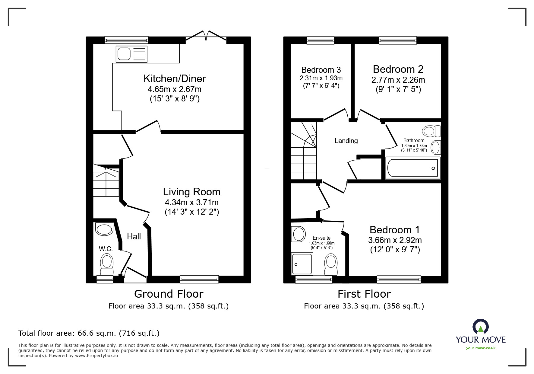Floorplan of 3 bedroom Semi Detached House for sale, Spring Meadows, Darwen, Lancashire, BB3