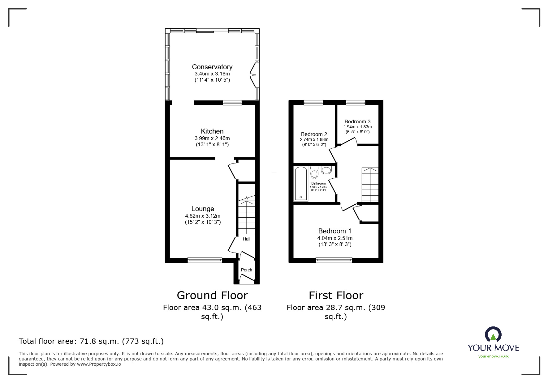 Floorplan of 3 bedroom Semi Detached House for sale, Aintree Drive, Lower Darwen, Lancashire, BB3