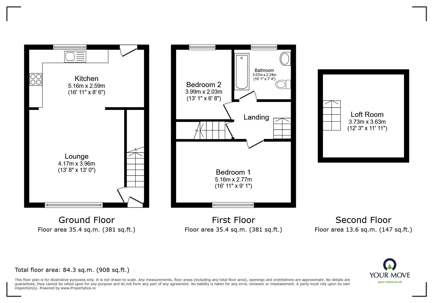 Floorplan of 3 bedroom End Terrace House for sale, Spring Vale Garden Village, Darwen, Lancashire, BB3