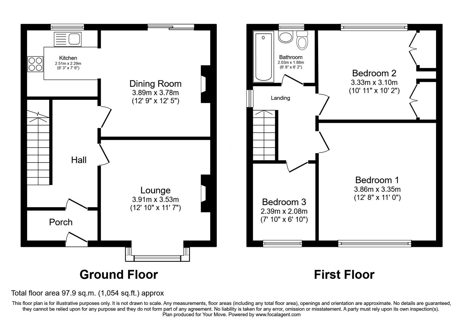 Floorplan of 3 bedroom Semi Detached House for sale, Harwood Street, Darwen, Lancashire, BB3