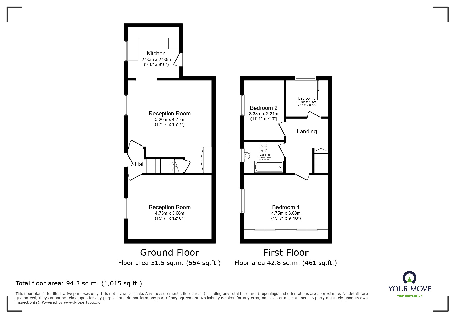 Floorplan of 3 bedroom End Terrace House for sale, Harwood Street, Darwen, Lancashire, BB3