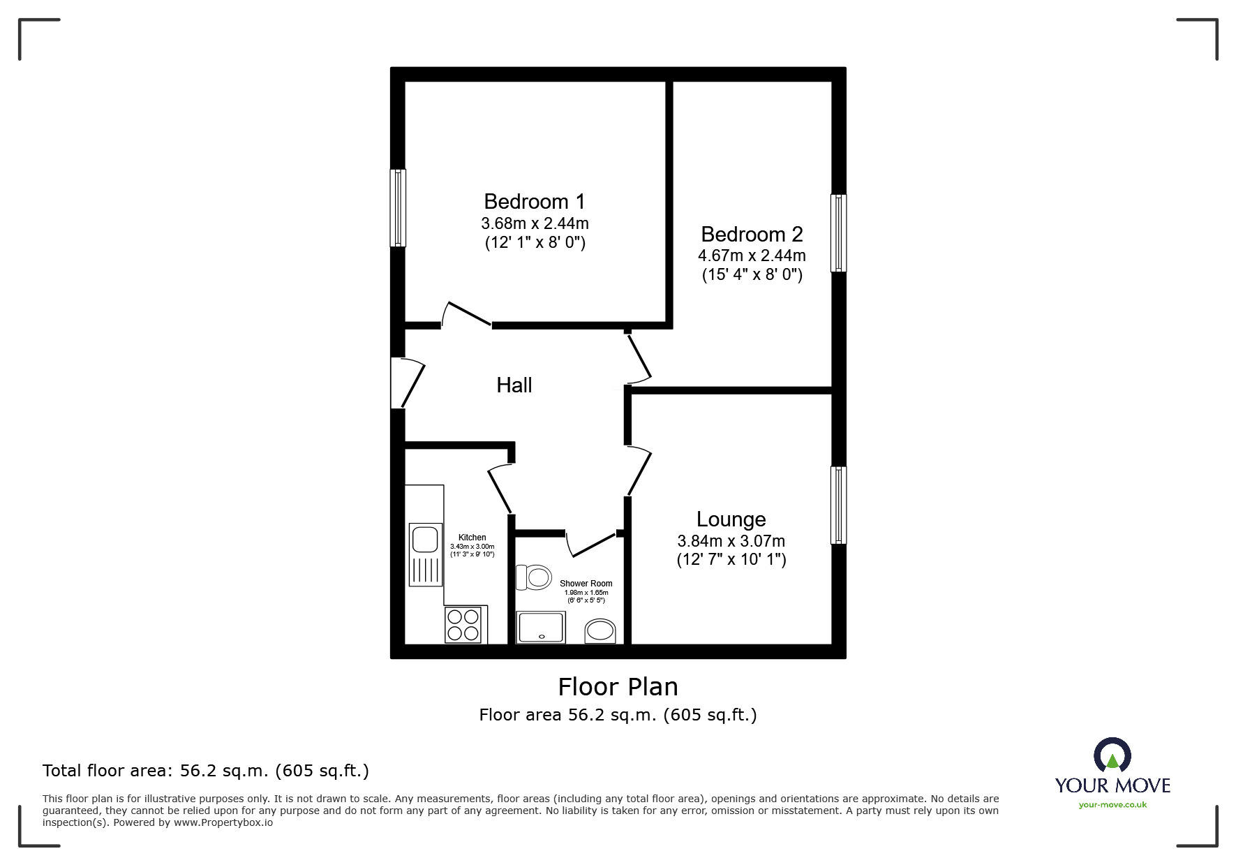 Floorplan of 2 bedroom End Terrace Flat for sale, Rhyddings Street, Oswaldtwistle, Lancashire, BB5