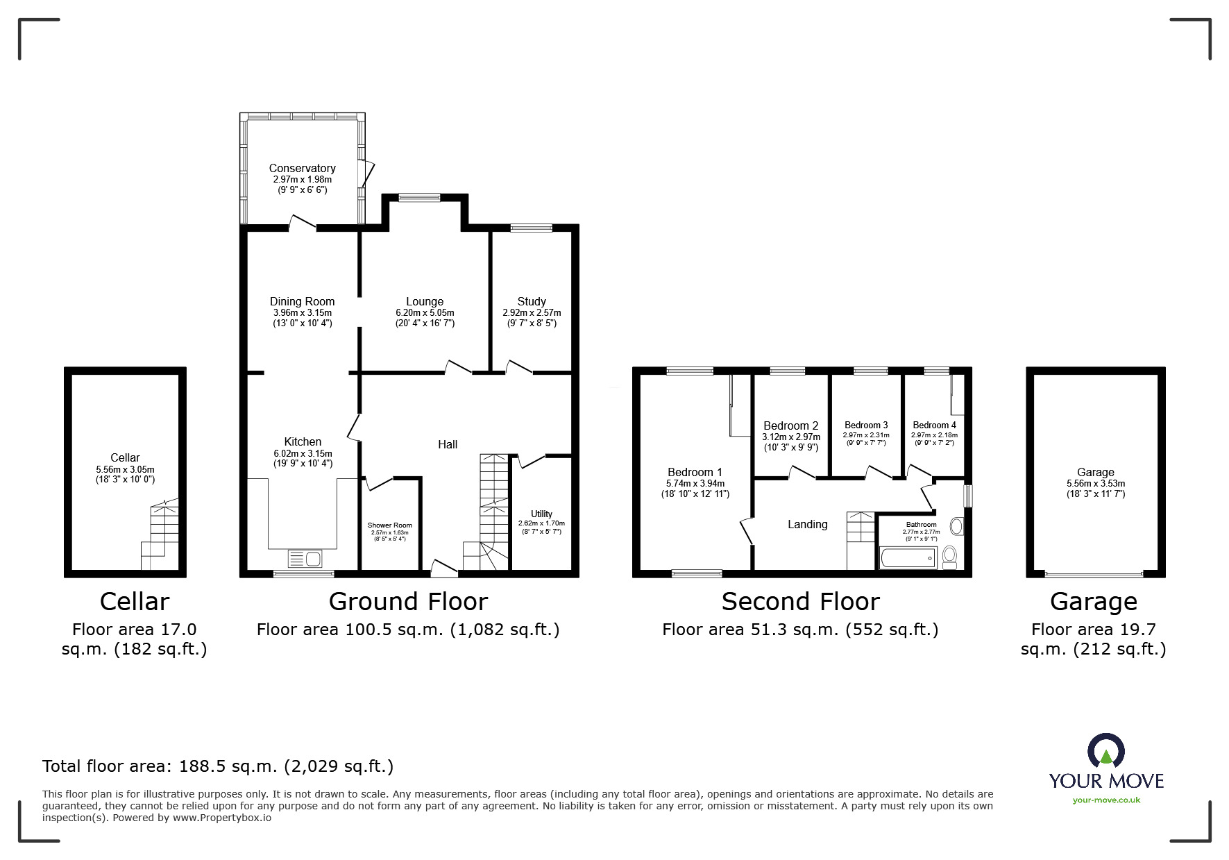 Floorplan of 4 bedroom Detached House for sale, Tockholes Road, Darwen, Lancashire, BB3
