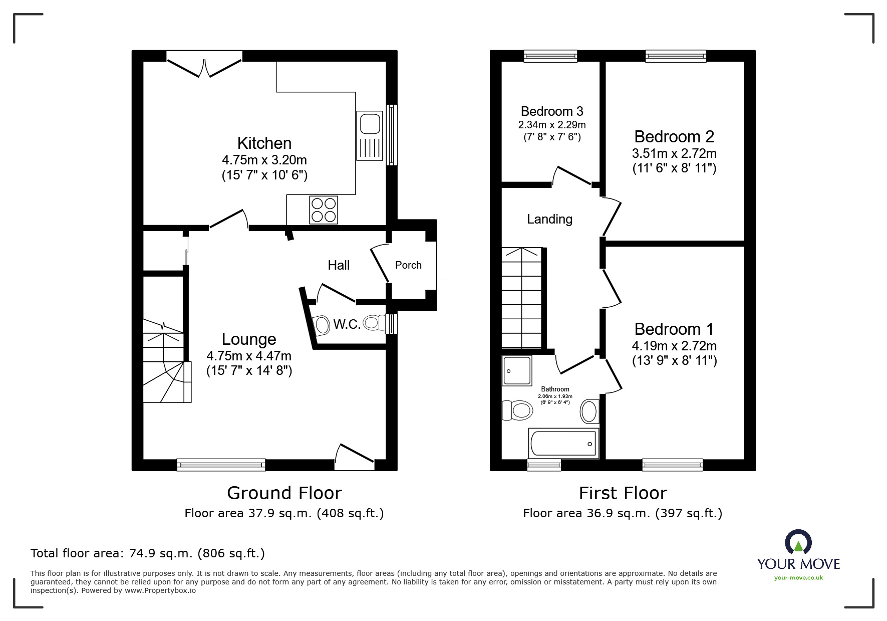 Floorplan of 3 bedroom Semi Detached House for sale, Victoria Avenue, Blackburn, Lancashire, BB2