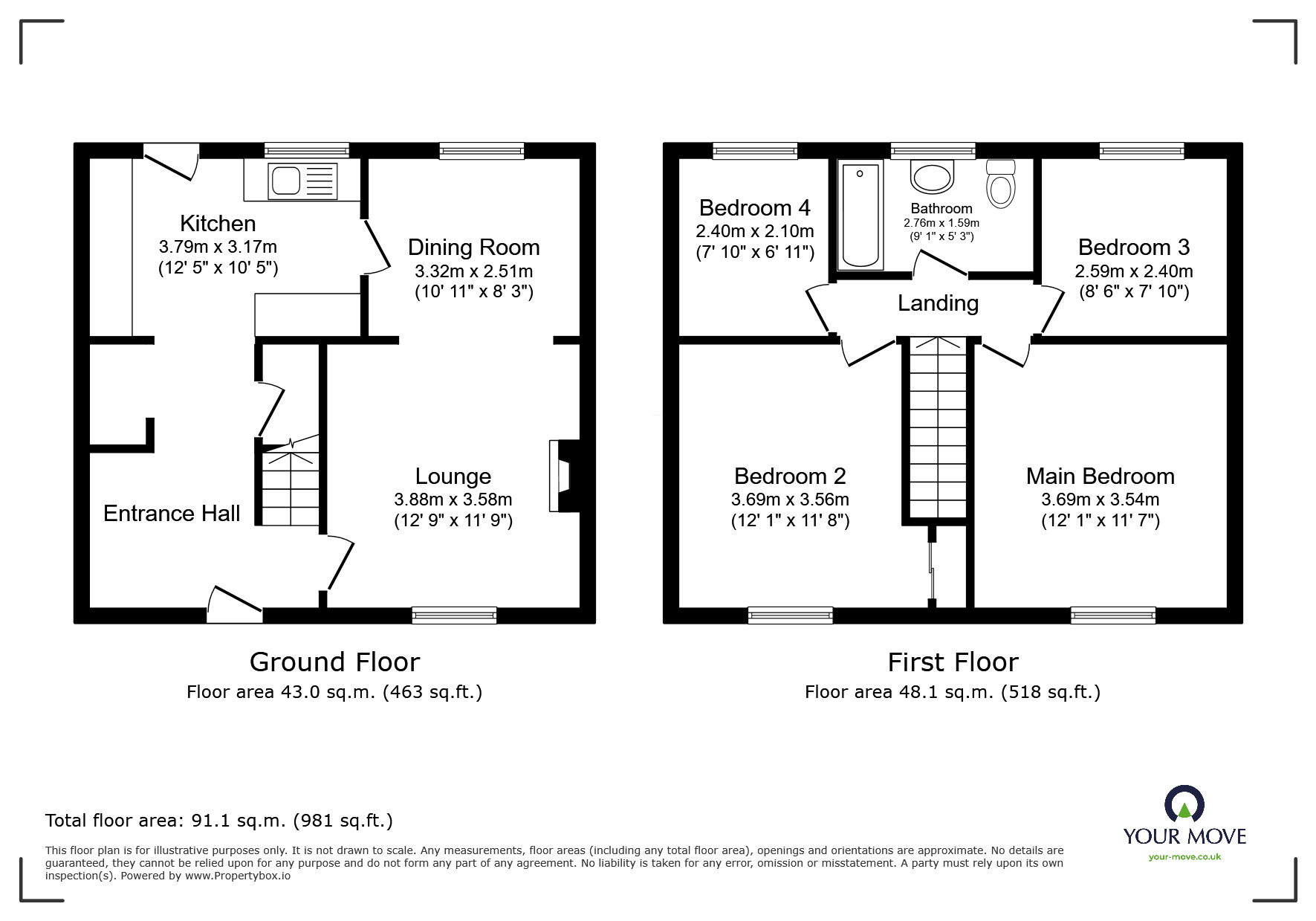 Floorplan of 4 bedroom Mid Terrace House for sale, Higher Perry Street, Darwen, Lancashire, BB3