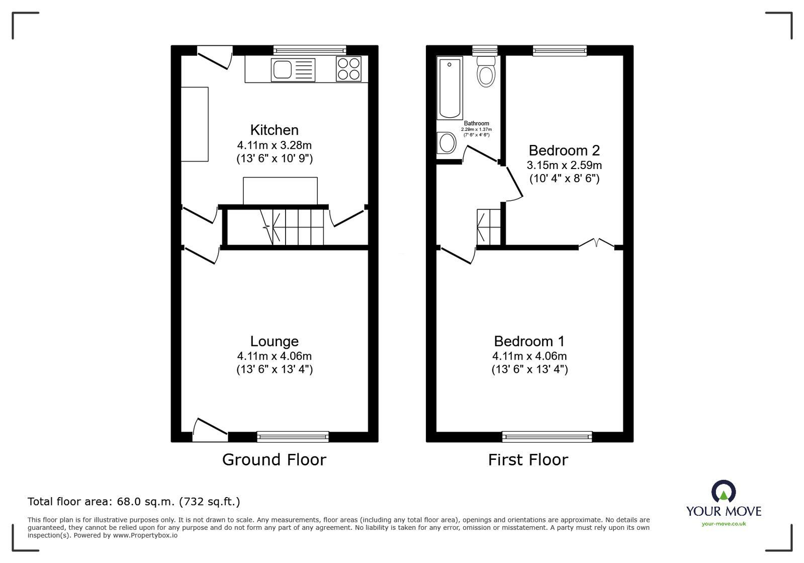 Floorplan of 2 bedroom Mid Terrace House for sale, Shepherd Street, Darwen, Lancashire, BB3