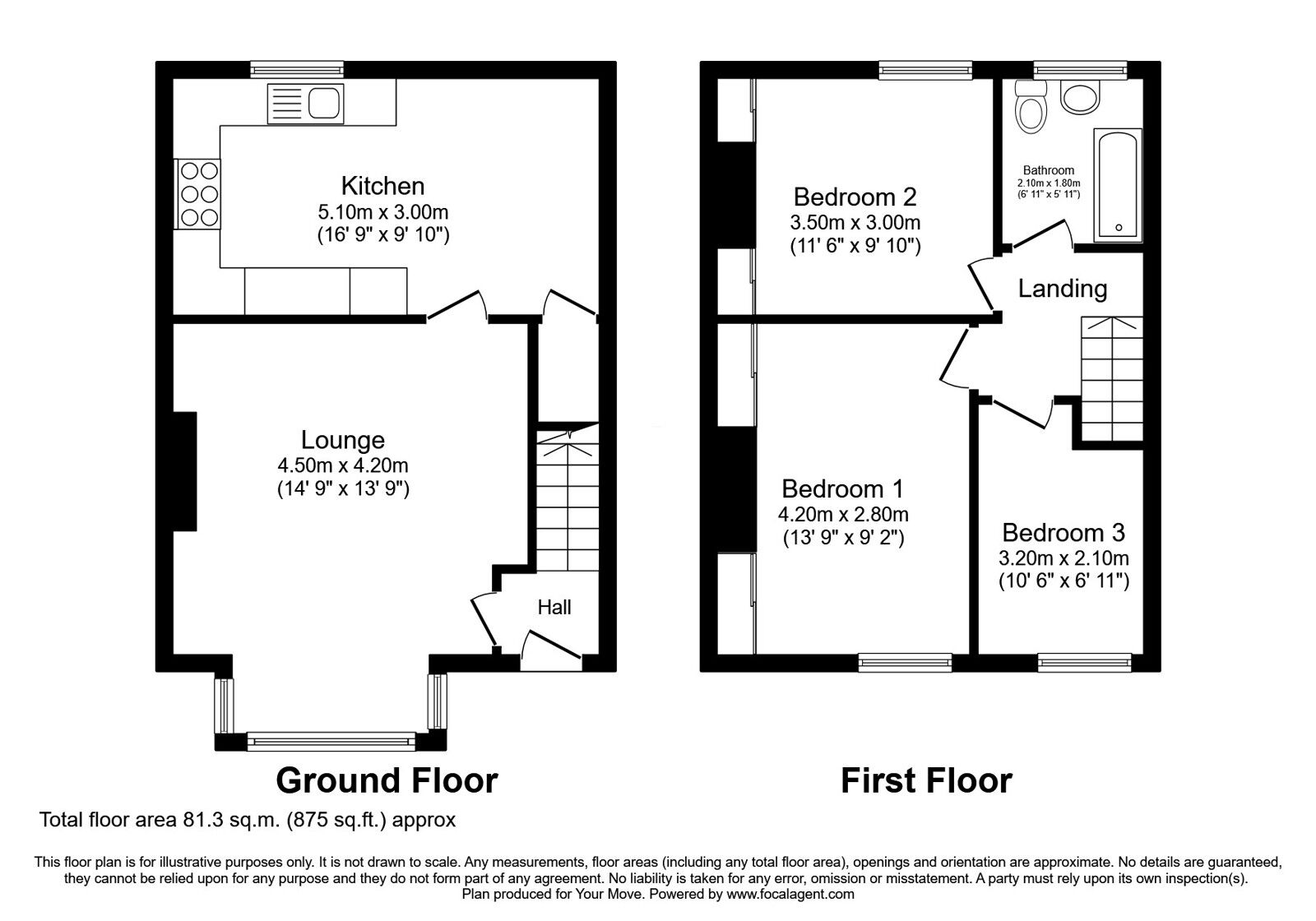 Floorplan of 3 bedroom Mid Terrace House for sale, Knowlesly Road, Darwen, Lancashire, BB3