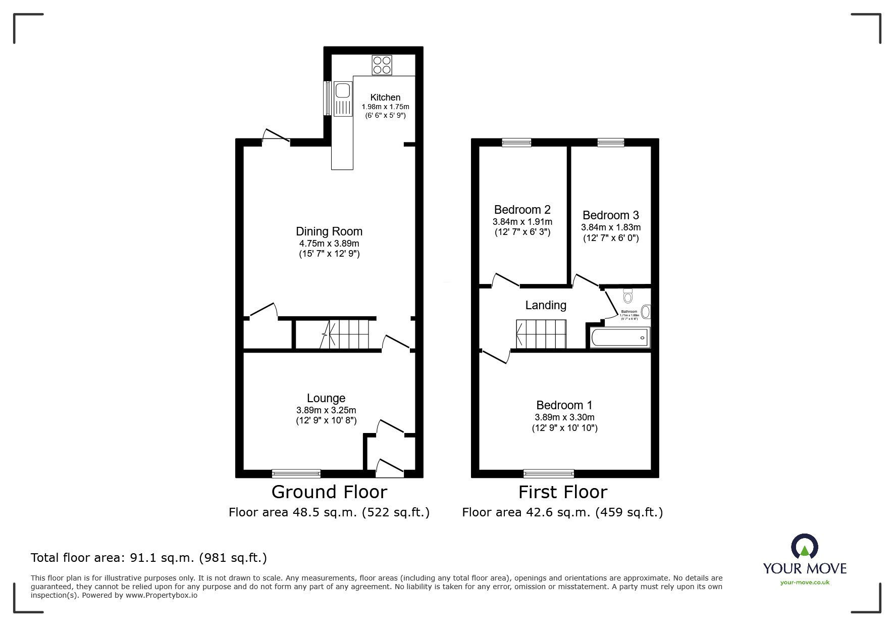 Floorplan of 3 bedroom Mid Terrace House for sale, Hope Street, Darwen, Lancashire, BB3
