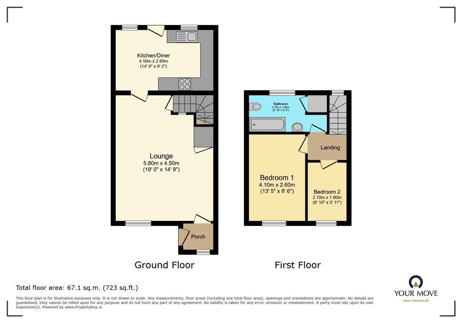 Floorplan of 2 bedroom Mid Terrace House for sale, School Lane, Guide, Lancashire, BB1