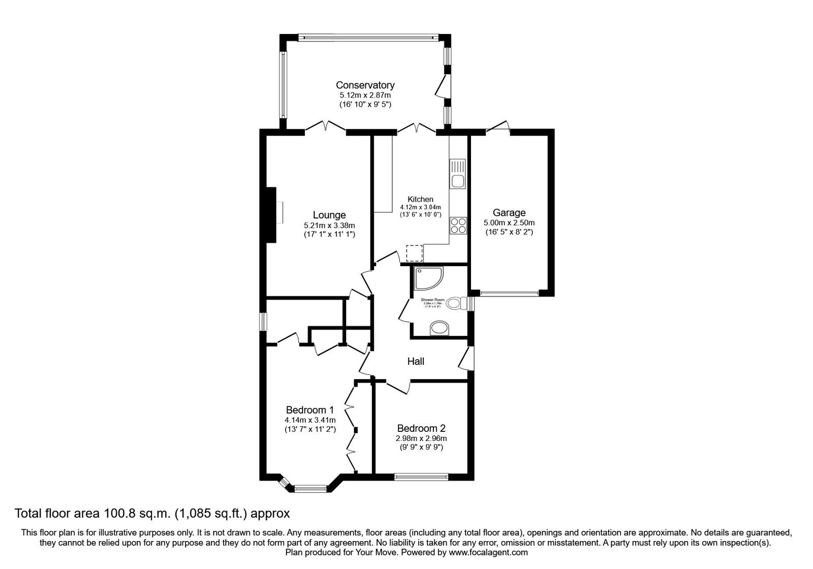 Floorplan of 2 bedroom Detached Bungalow for sale, Northumberland Close, Darwen, Lancashire, BB3