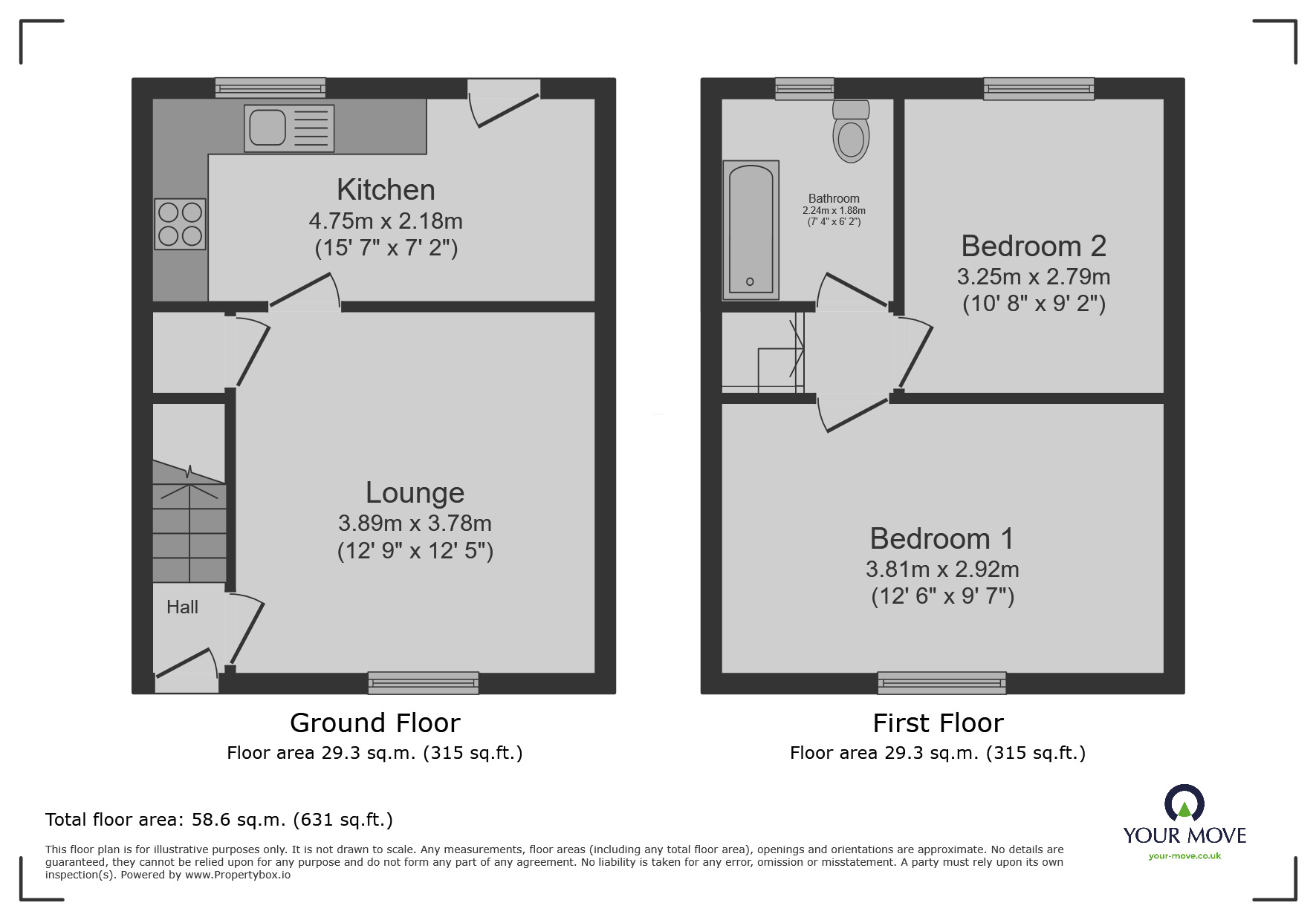 Floorplan of 2 bedroom Mid Terrace House for sale, Somerset Avenue, Darwen, Lancashire, BB3