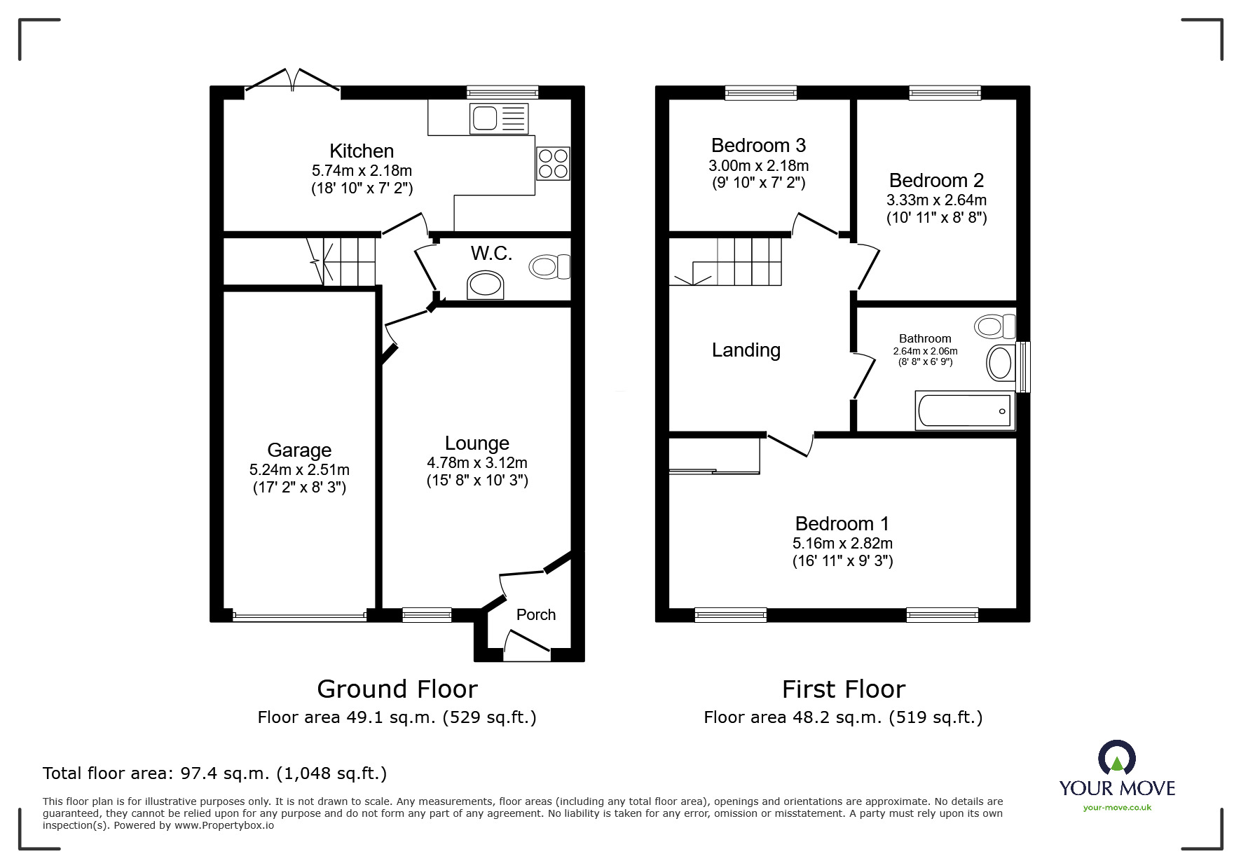 Floorplan of 3 bedroom Detached House for sale, Spring Meadows, Darwen, Lancashire, BB3