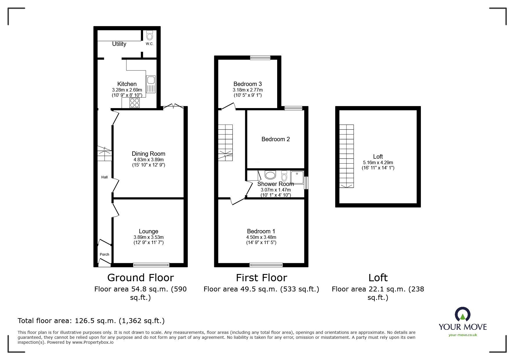 Floorplan of 3 bedroom End Terrace House for sale, Earnsdale Road, Darwen, Lancashire, BB3