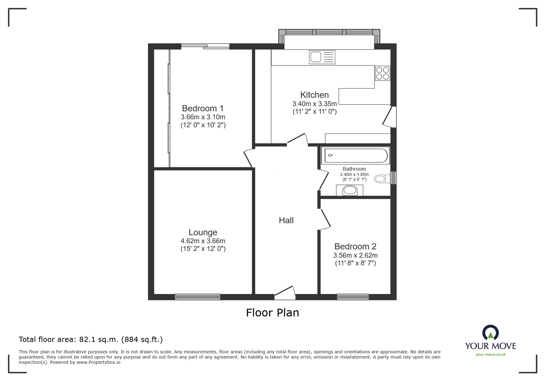 Floorplan of 2 bedroom Semi Detached Bungalow for sale, Holden Fold, Darwen, Lancashire, BB3