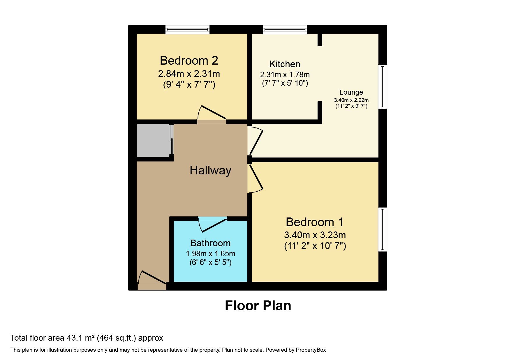 Floorplan of 2 bedroom Flat to rent, Painter Court, Darwen, Lancashire, BB3