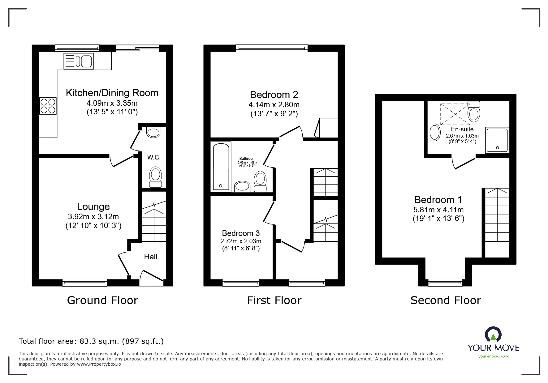 Floorplan of 3 bedroom Mid Terrace House for sale, Gifford Way, Darwen, Lancashire, BB3