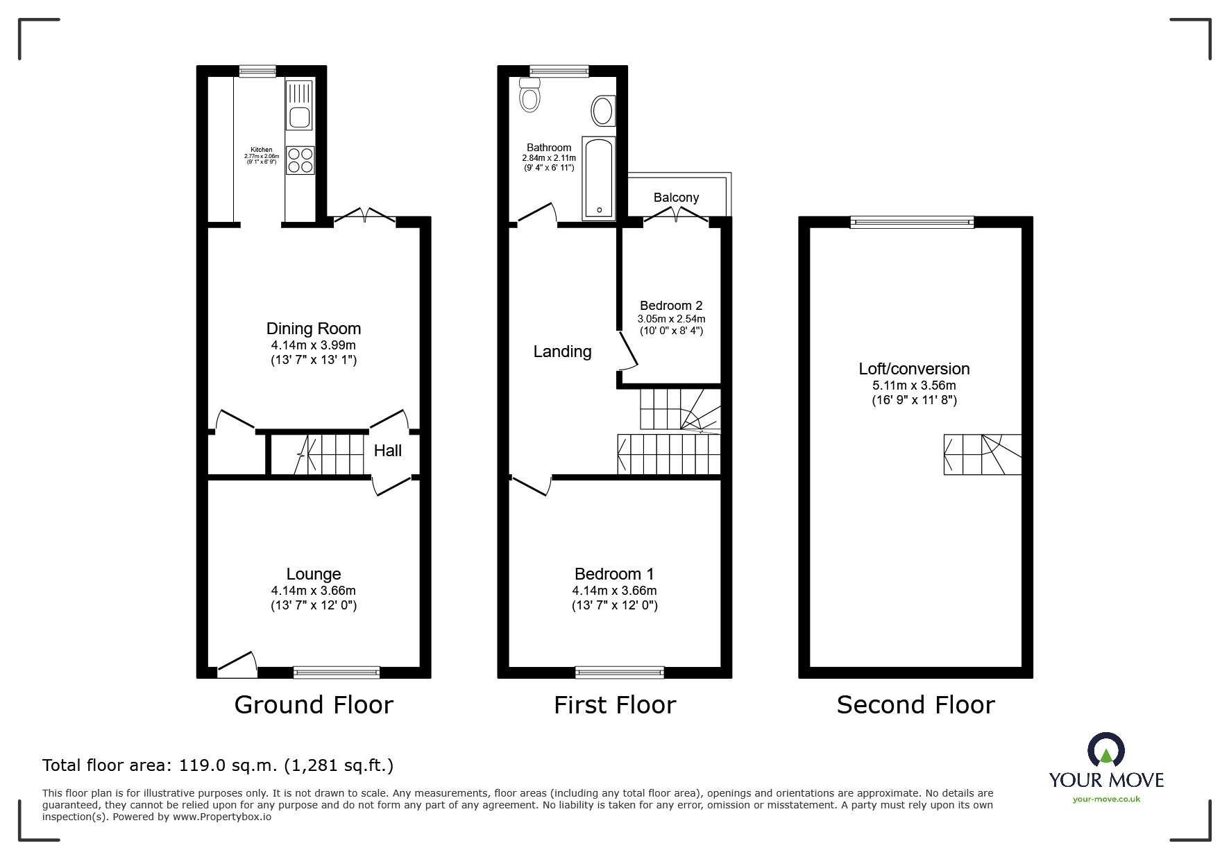 Floorplan of 3 bedroom Mid Terrace House for sale, Woodville Terrace, Darwen, Lancashire, BB3