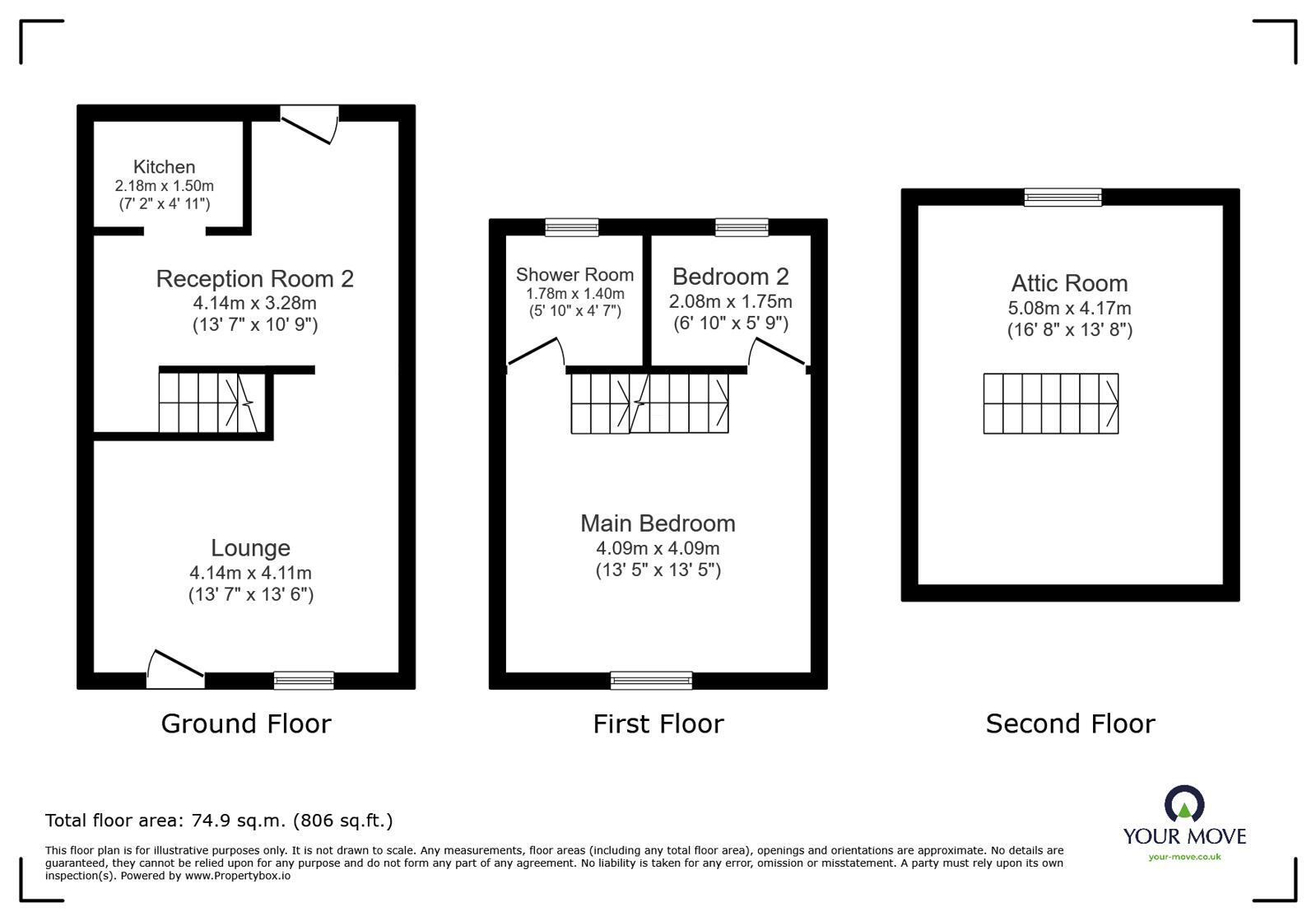 Floorplan of 2 bedroom Mid Terrace House to rent, Blackburn Road, Darwen, Lancashire, BB3
