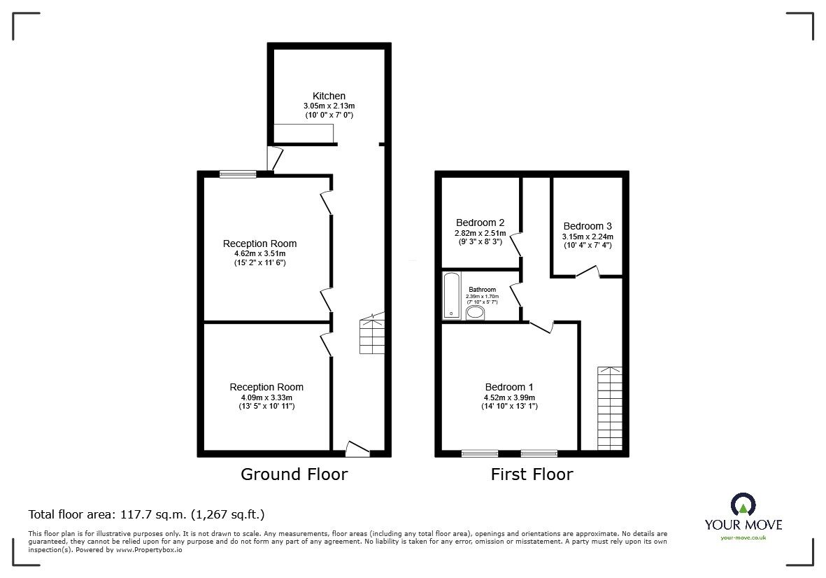 Floorplan of 3 bedroom Mid Terrace House to rent, London Terrace, Darwen, Lancashire, BB3