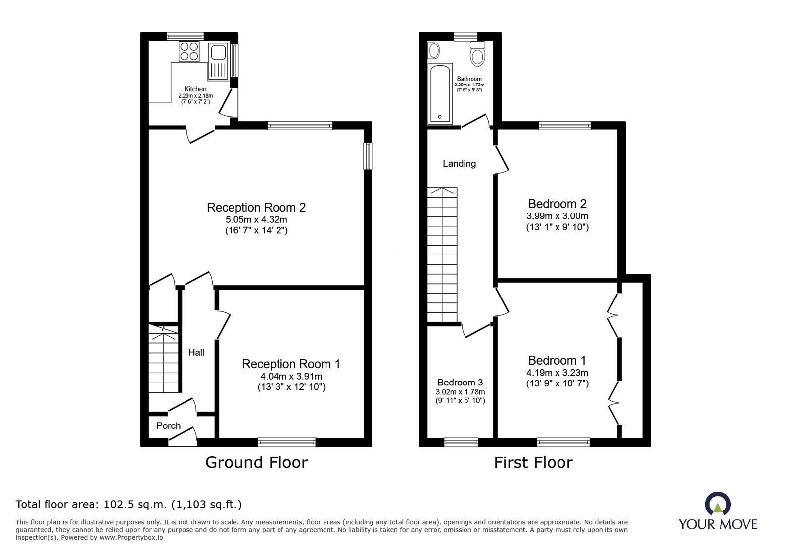 Floorplan of 3 bedroom End Terrace House for sale, Westminster Road, Darwen, Lancashire, BB3