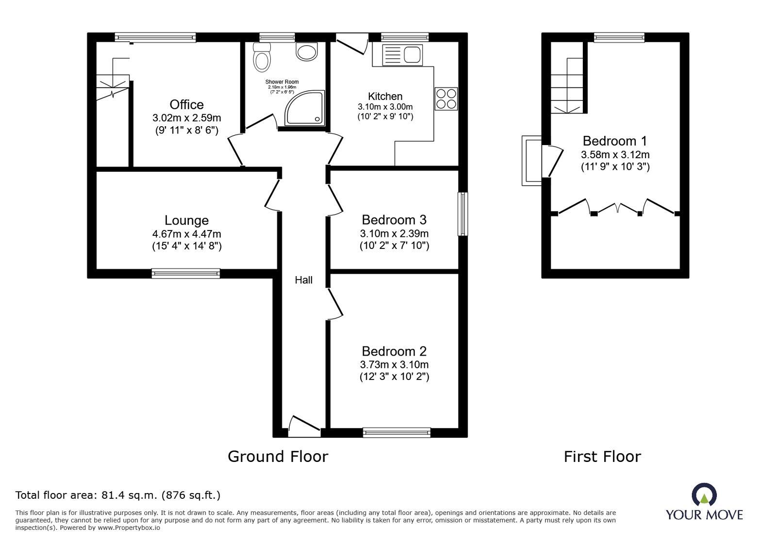 Floorplan of 3 bedroom Semi Detached Bungalow for sale, Coniston Drive, Darwen, Lancashire, BB3
