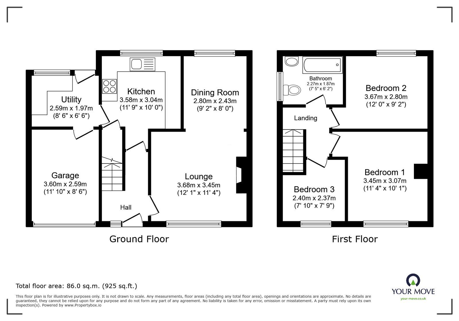 Floorplan of 3 bedroom Semi Detached House for sale, Huntington Drive, Darwen, Lancashire, BB3