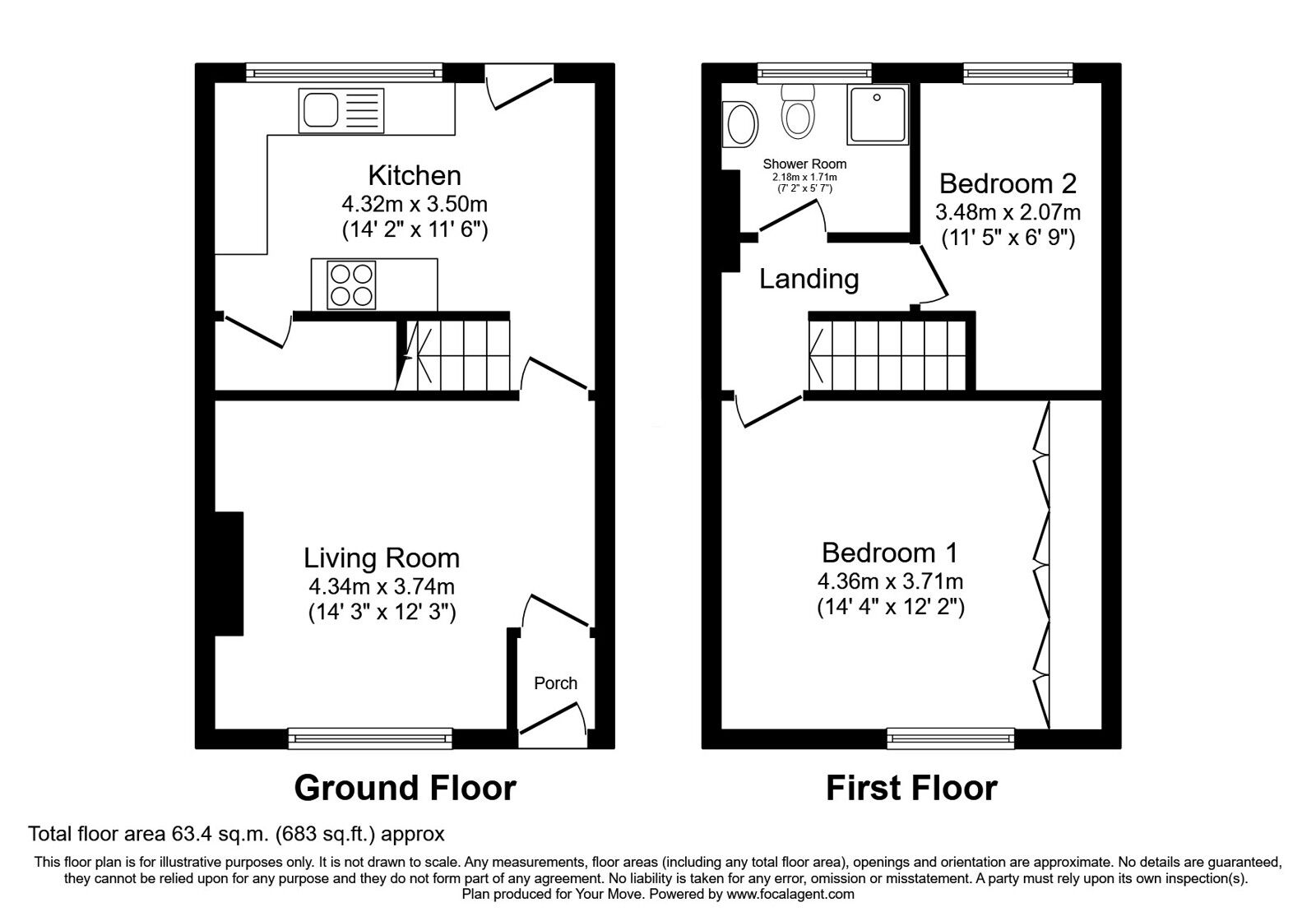Floorplan of 2 bedroom Mid Terrace House to rent, Moston Lane, Manchester, Greater Manchester, M40
