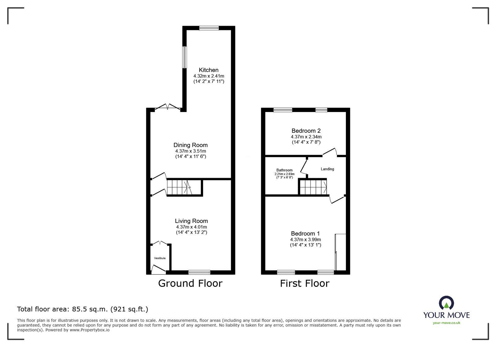 Floorplan of 2 bedroom Mid Terrace House for sale, Watery Lane, Darwen, Lancashire, BB3