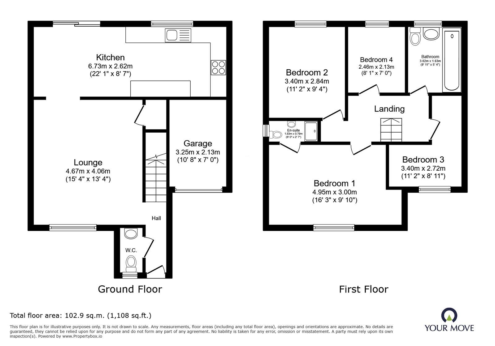 Floorplan of 4 bedroom Semi Detached House for sale, The Meadows, Darwen, Lancashire, BB3