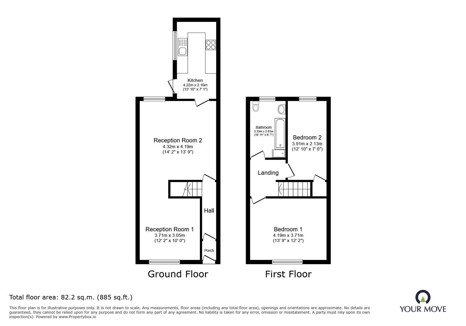 Floorplan of 2 bedroom Mid Terrace House for sale, Edensor Terrace, Darwen, Lancashire, BB3