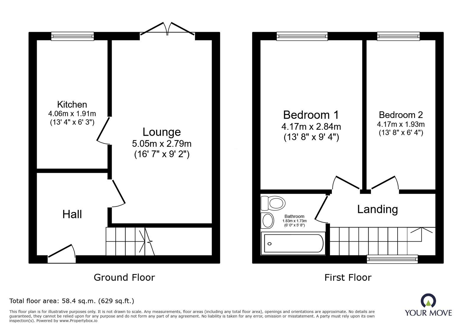 Floorplan of 2 bedroom End Terrace House for sale, Springfield Street, Darwen, Lancashire, BB3