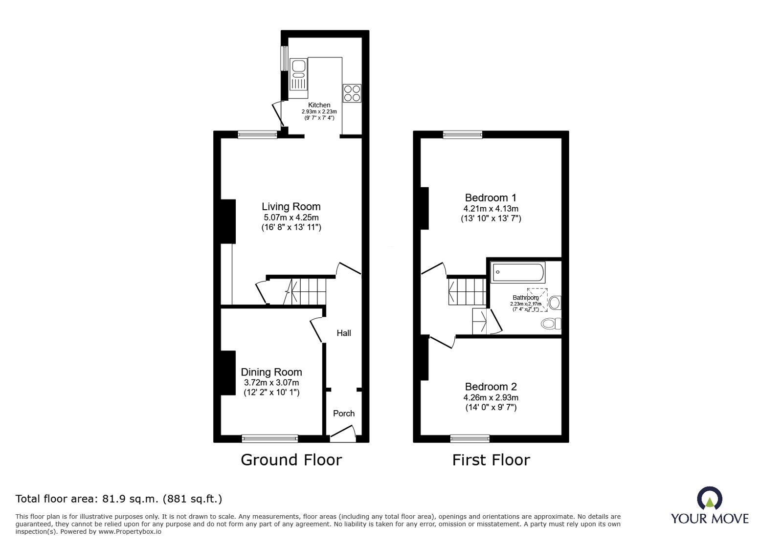 Floorplan of 2 bedroom Mid Terrace House for sale, Harwood Street, Darwen, Lancashire, BB3