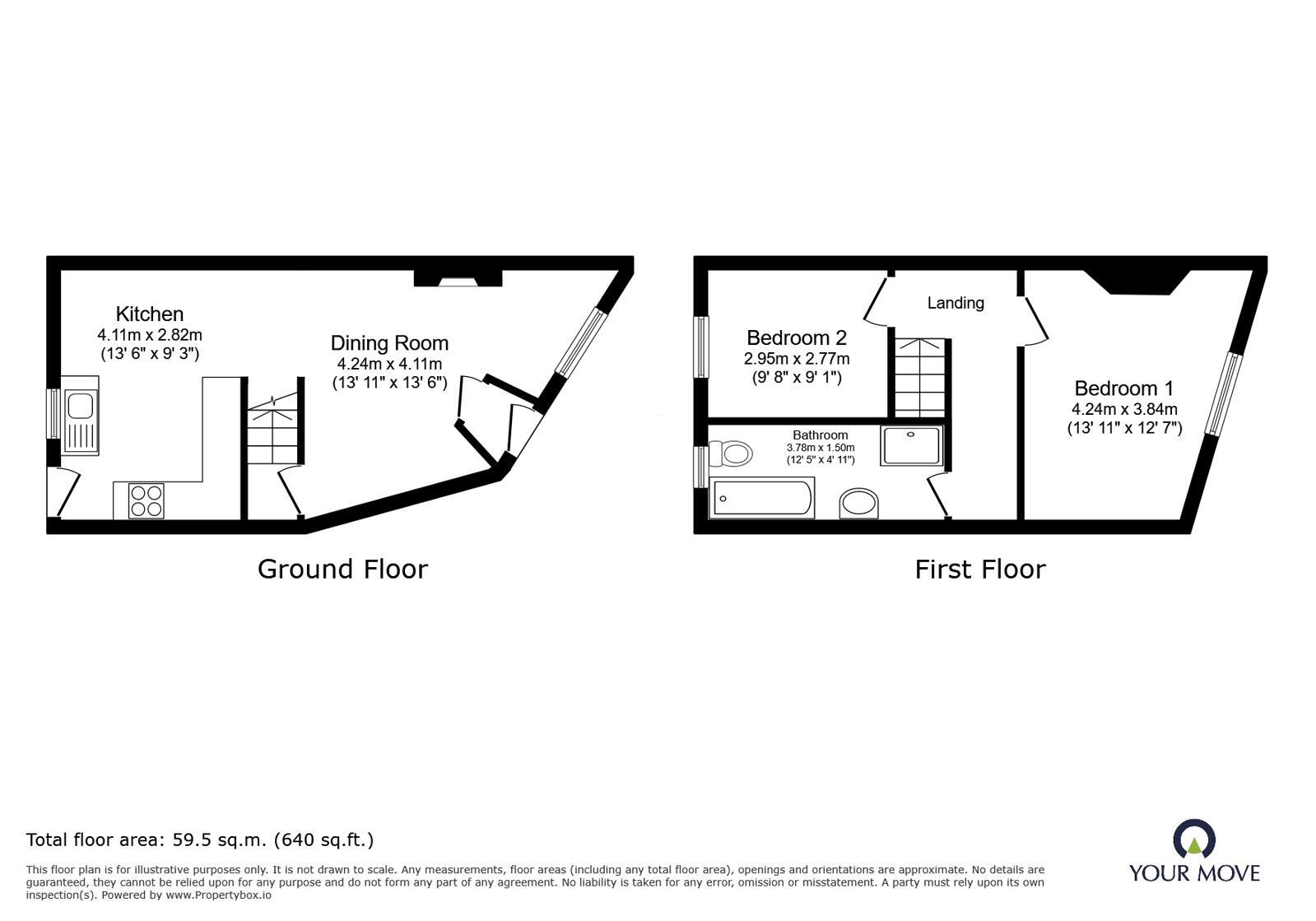 Floorplan of 2 bedroom End Terrace House for sale, Blackpool Street, Darwen, Lancashire, BB3