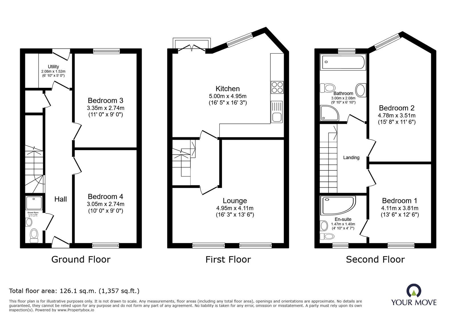 Floorplan of 4 bedroom End Terrace House for sale, Balmoral Road, Darwen, Lancashire, BB3