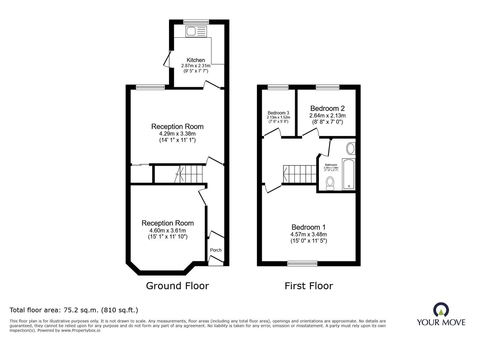 Floorplan of 3 bedroom Mid Terrace House for sale, Higher Perry Street, Darwen, Lancashire, BB3