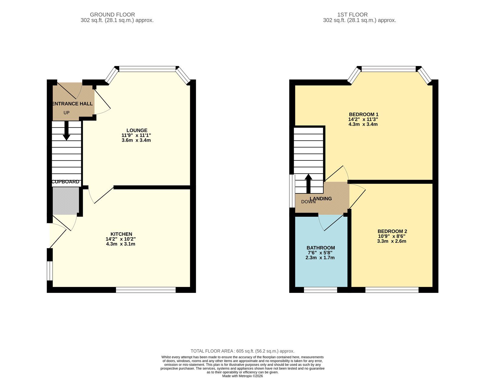 Floorplan of 2 bedroom Semi Detached House for sale, Moorfield Avenue, Denton, Greater Manchester, M34