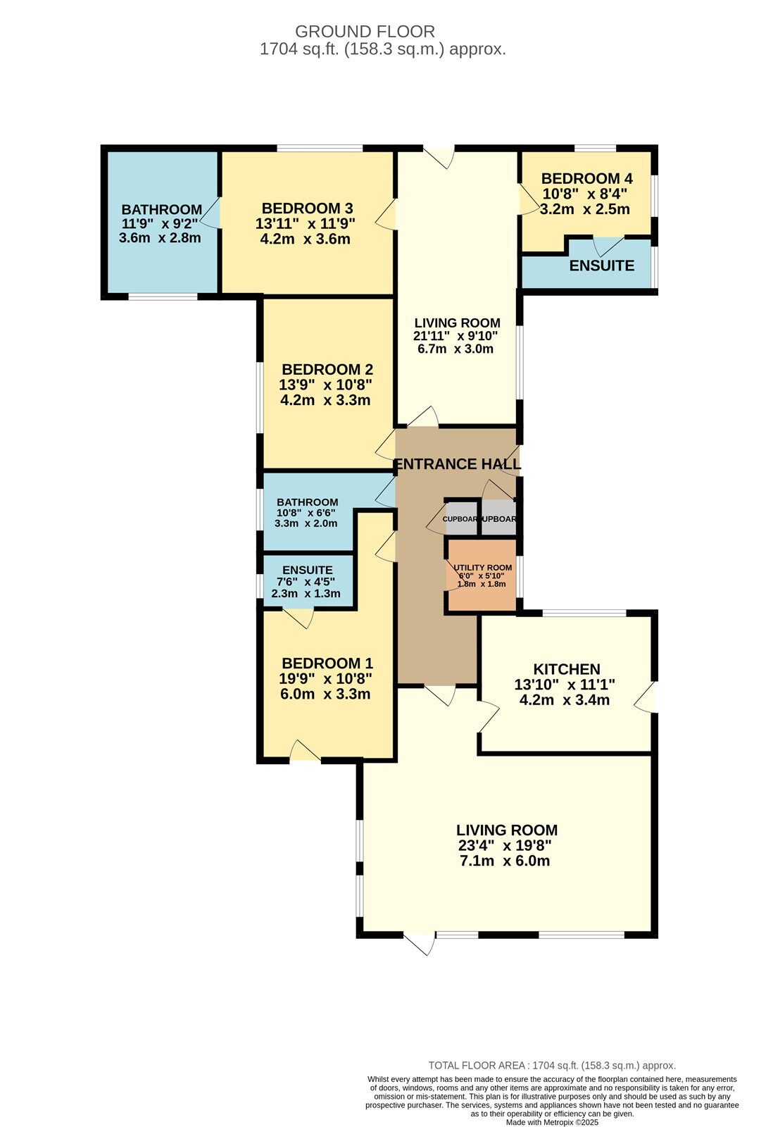 Floorplan of 4 bedroom Detached Bungalow for sale, Old Hall Lane, Mottram, Greater Manchester, SK14