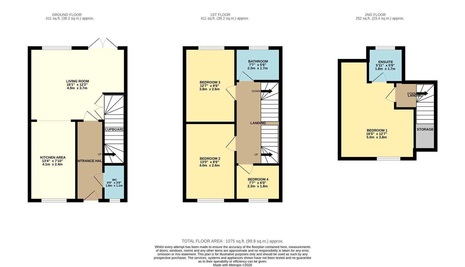 Floorplan of 4 bedroom Mid Terrace House for sale, Boothdale Drive, Audenshaw, Tameside, M34