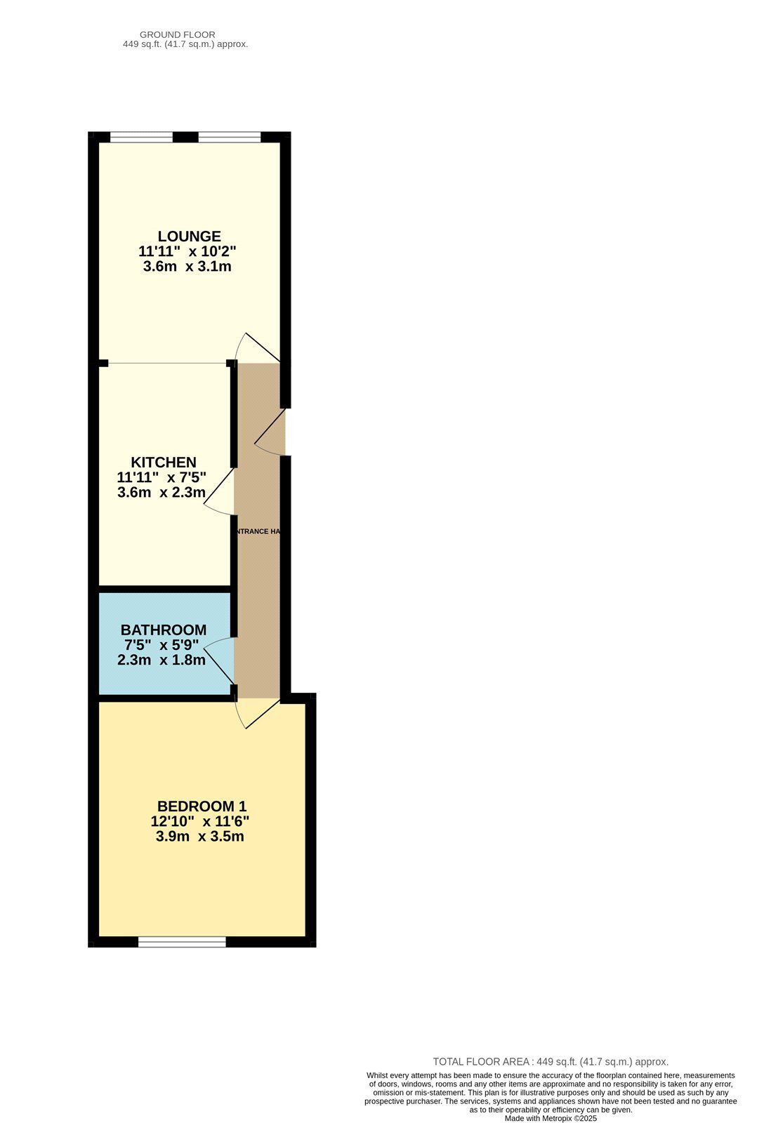 Floorplan of 1 bedroom Mid Terrace Flat to rent, King Street, Dukinfield, Greater Manchester, SK16