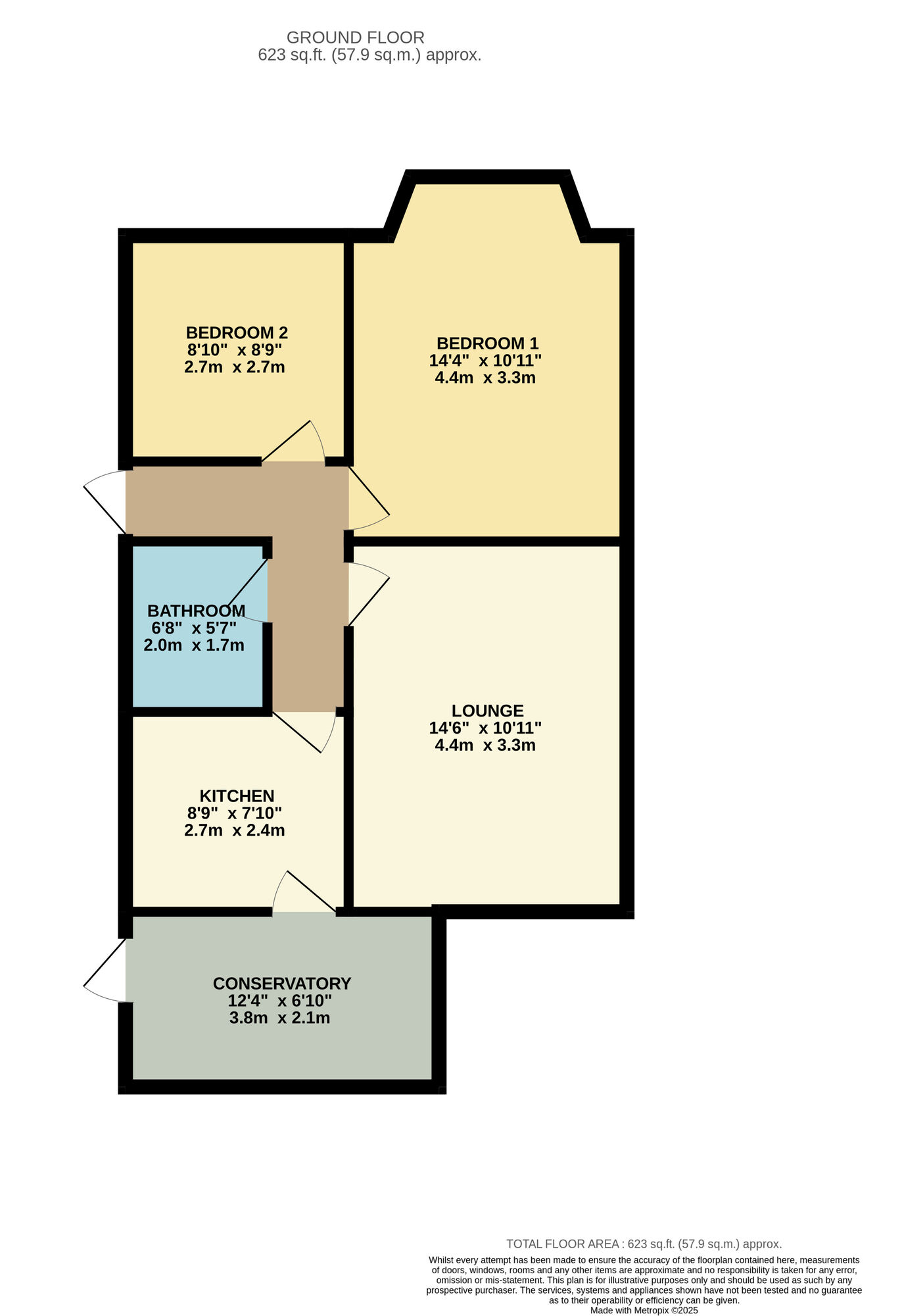 Floorplan of 2 bedroom Semi Detached Bungalow for sale, Marsland Close, Denton, Greater Manchester, M34