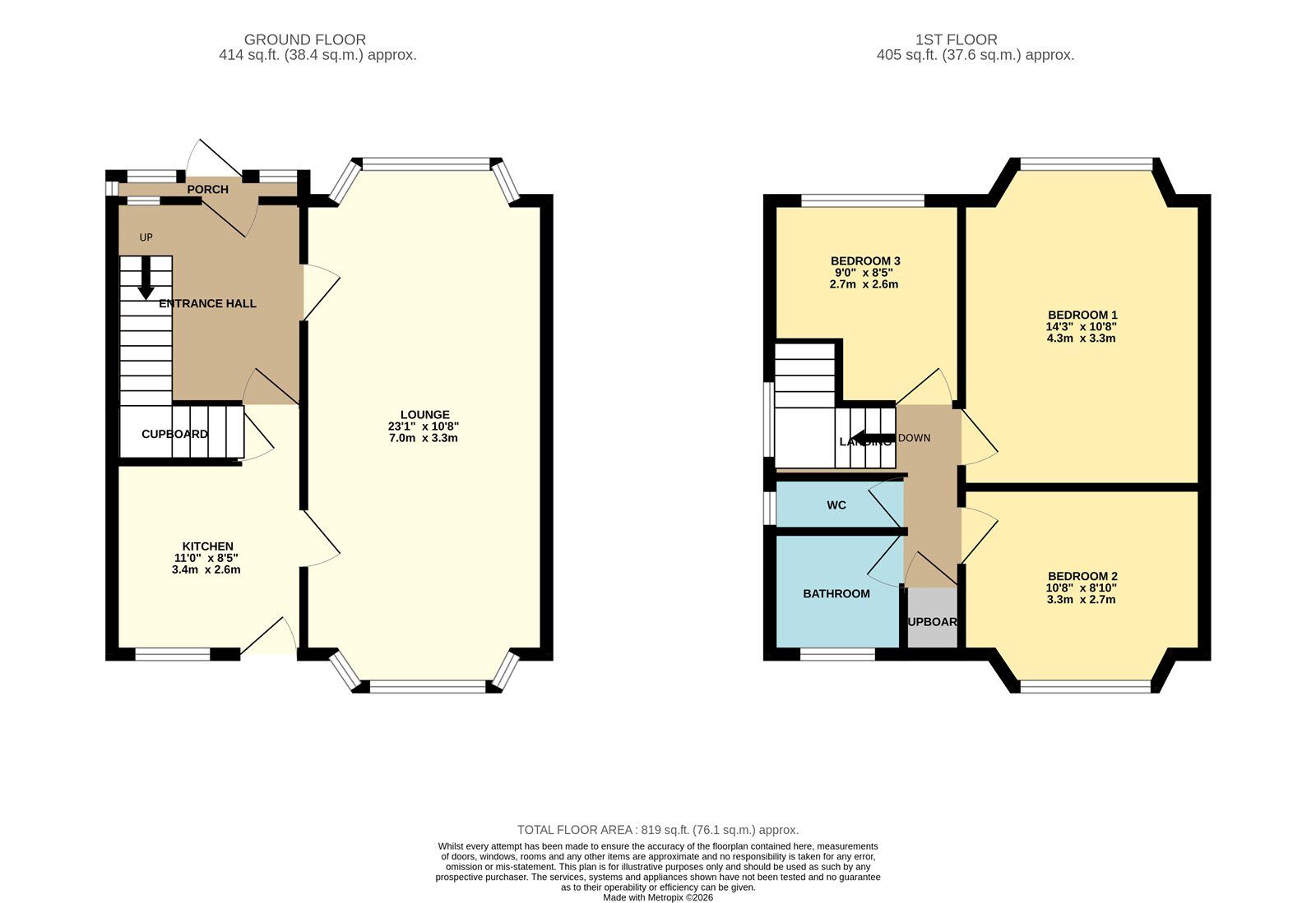 Floorplan of 3 bedroom Semi Detached House for sale, Ashwood Avenue, Denton, Greater Manchester, M34
