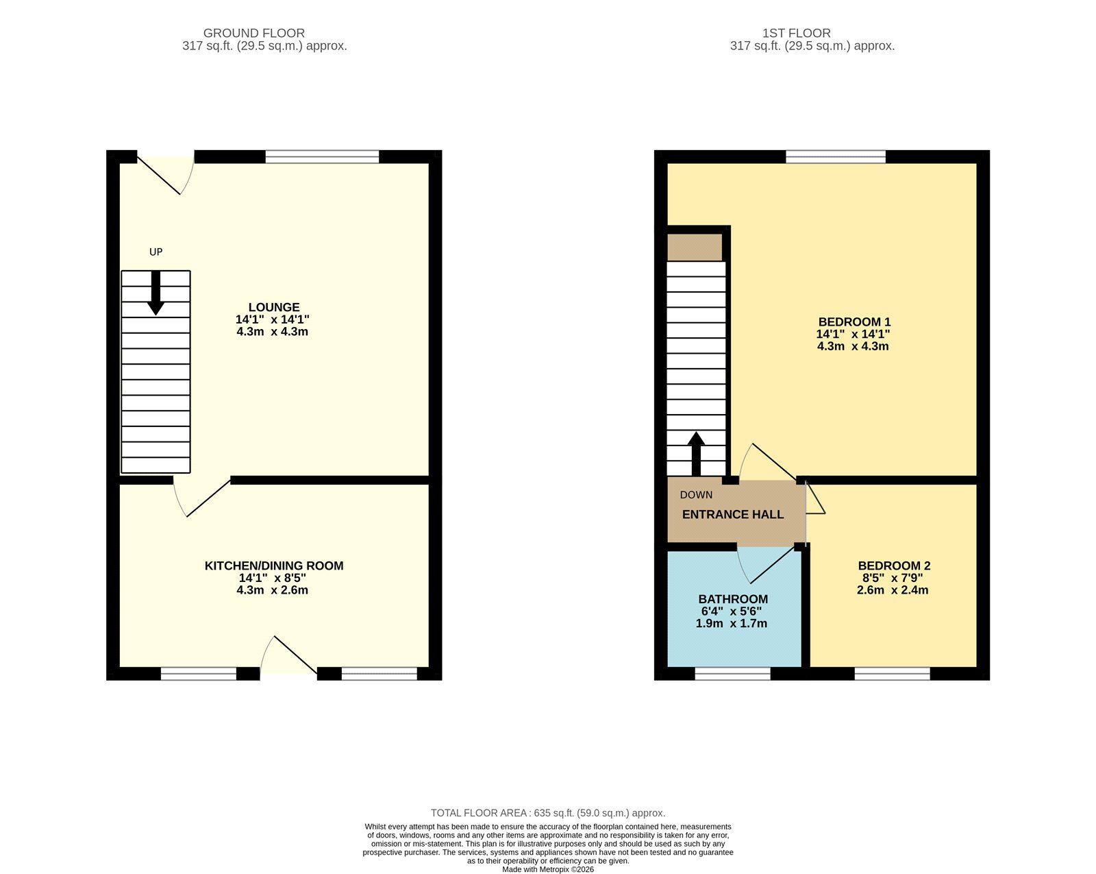 Floorplan of 2 bedroom Mid Terrace House for sale, Two Trees Lane, Denton, Greater Manchester, M34