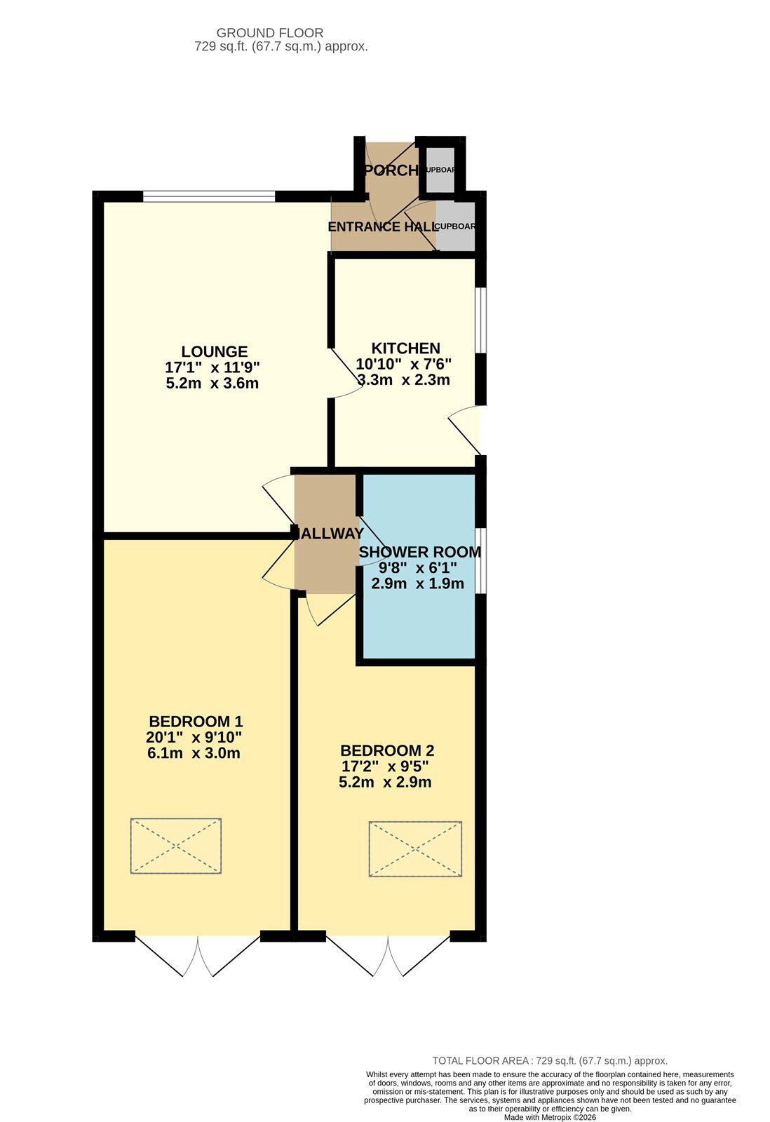 Floorplan of 2 bedroom Semi Detached Bungalow for sale, Hawthorn Road, Denton, Greater Manchester, M34