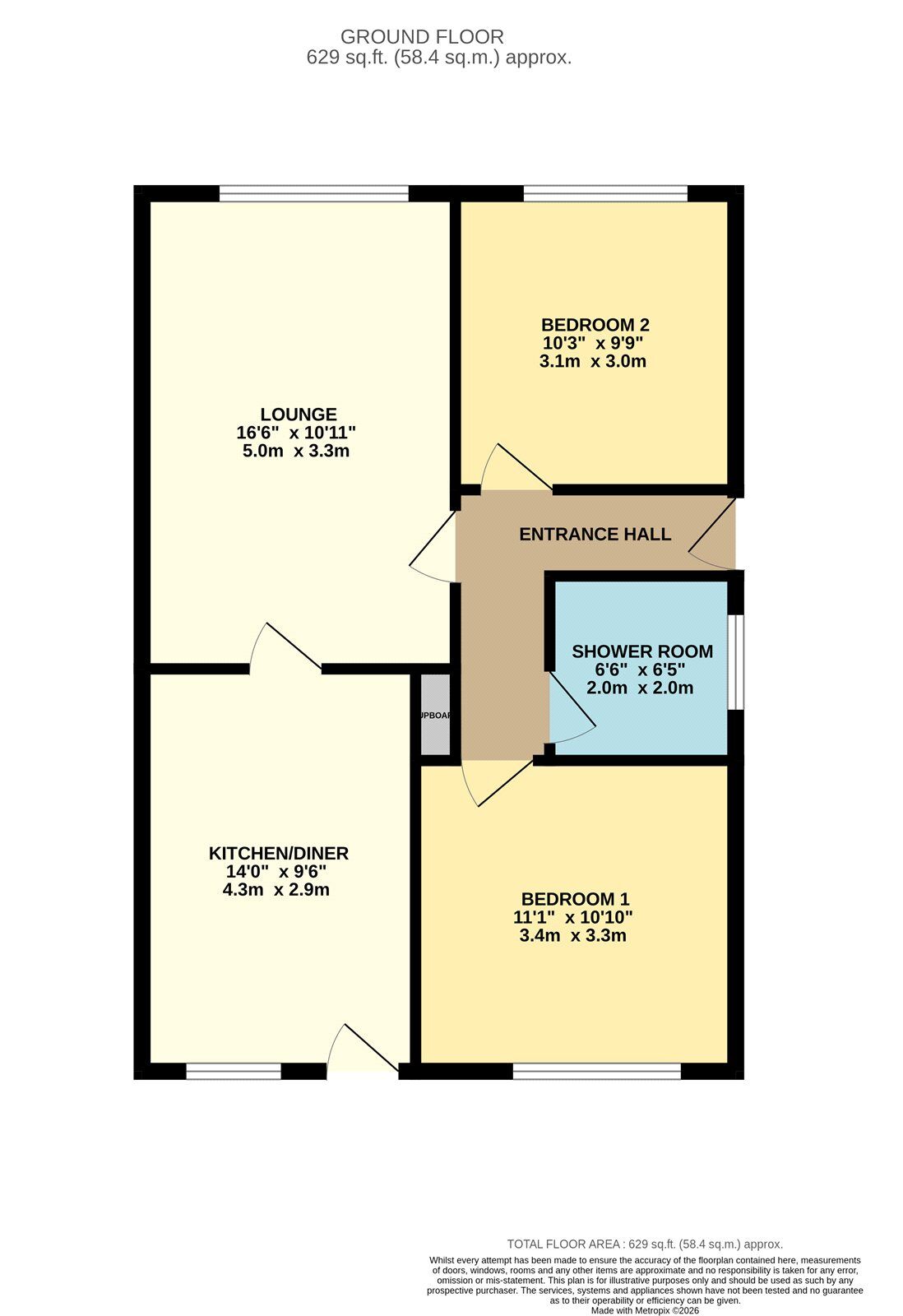Floorplan of 2 bedroom Semi Detached Bungalow for sale, Margaret Road, Denton, Greater Manchester, M34