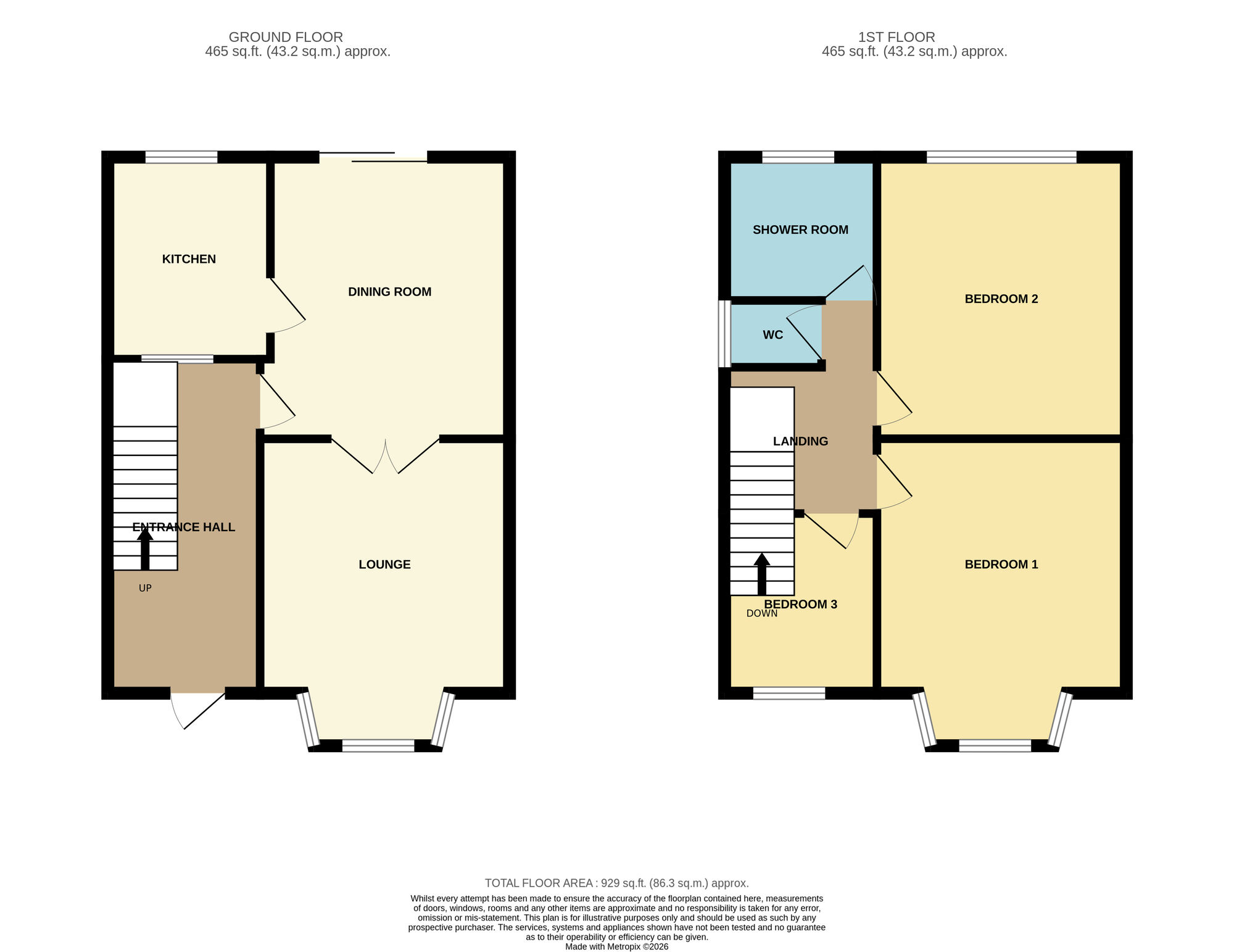 Floorplan of 3 bedroom Semi Detached House for sale, Manor Road, Audenshaw, Greater Manchester, M34