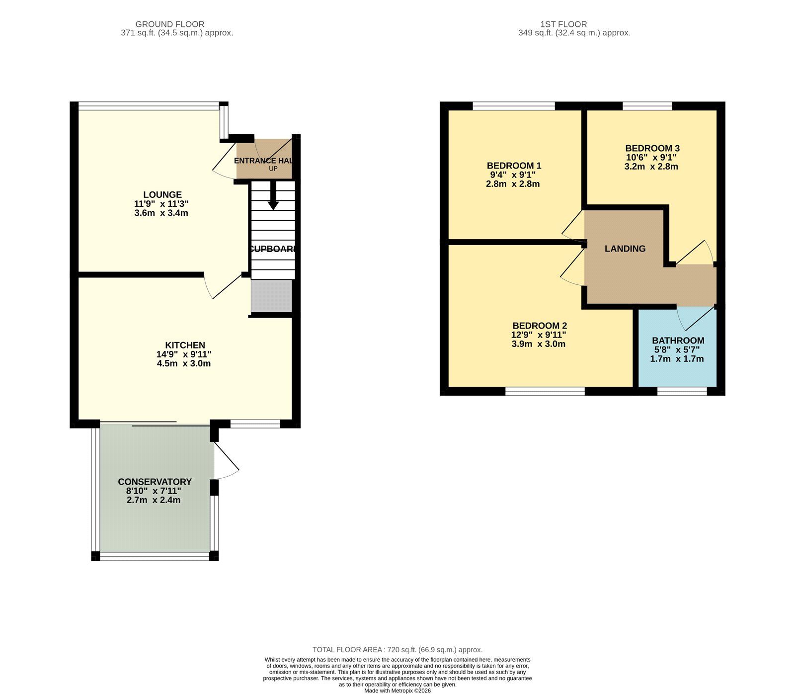 Floorplan of 3 bedroom Mid Terrace House for sale, Brookfield Avenue, Bredbury, Greater Manchester, SK6