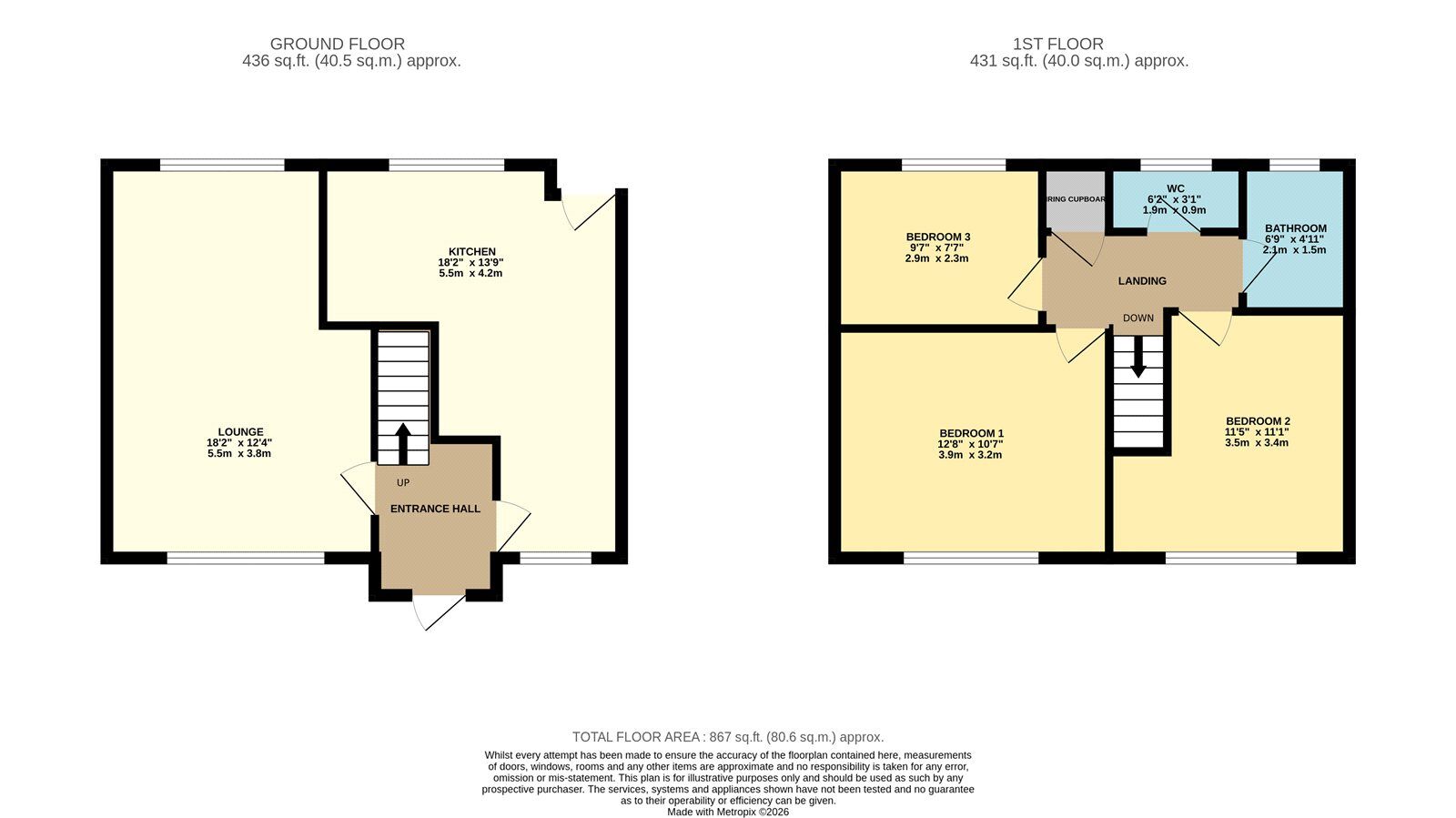 Floorplan of 3 bedroom Mid Terrace House for sale, Constable Walk, Denton, Greater Manchester, M34