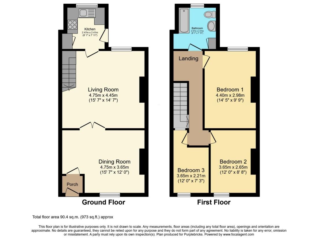 Floorplan of 3 bedroom End Terrace House to rent, Bryce Street, Hyde, Greater Manchester, SK14